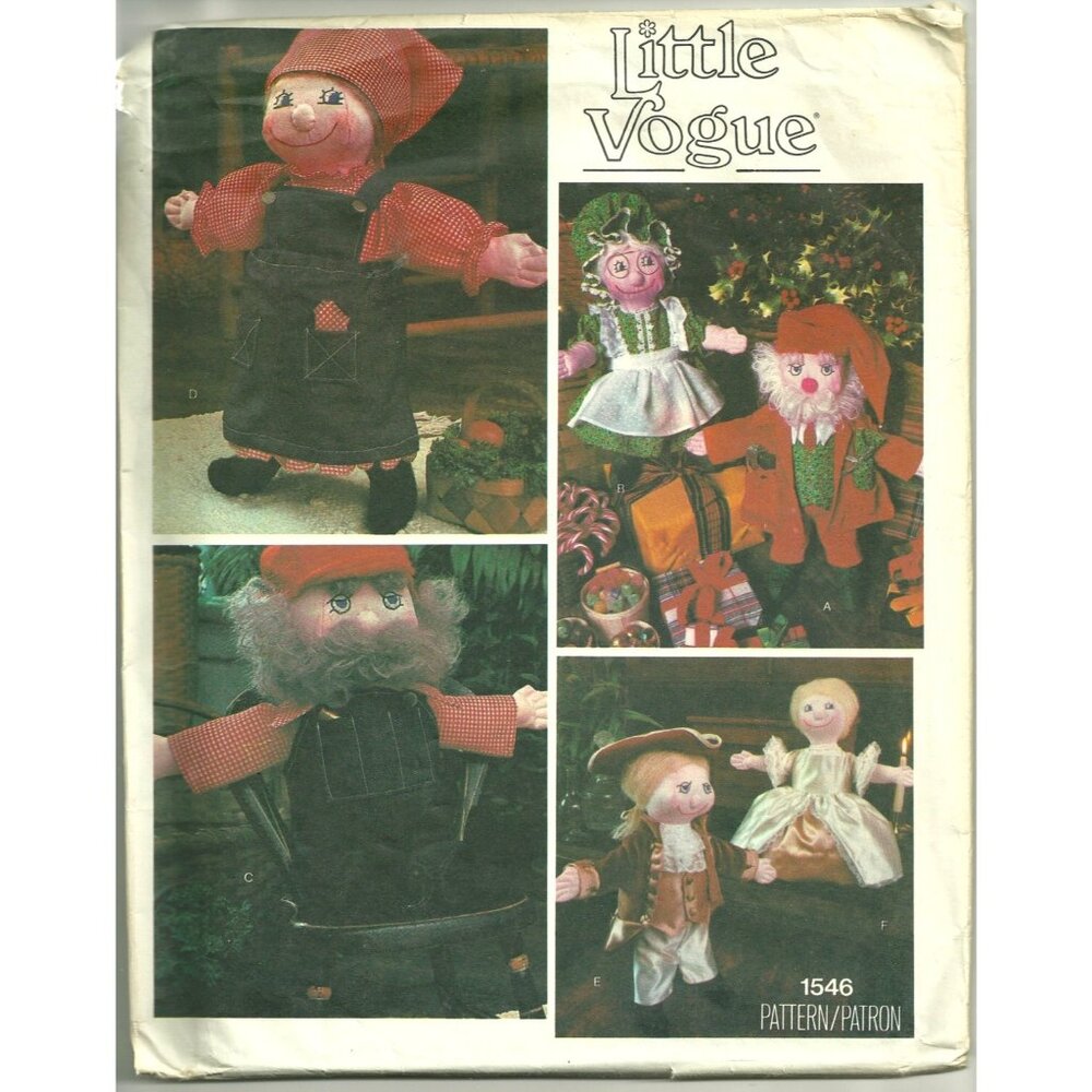 Vogue 1546 Pattern 1546 Mr and Mrs Claus 16 Inch Christmas Dolls & Clothing